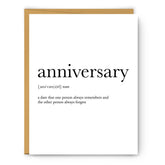 Anniversary Definition - Wedding & Anniversary Card